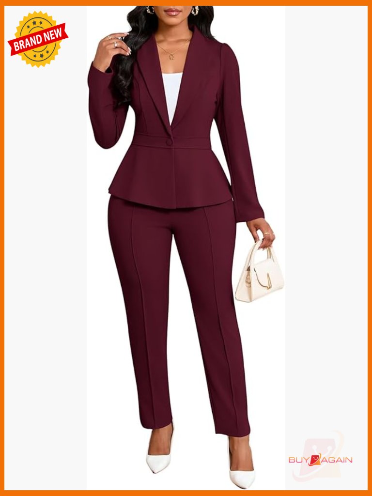 2 Piece Blazer & Pants Set Business Casual Suit For Women
